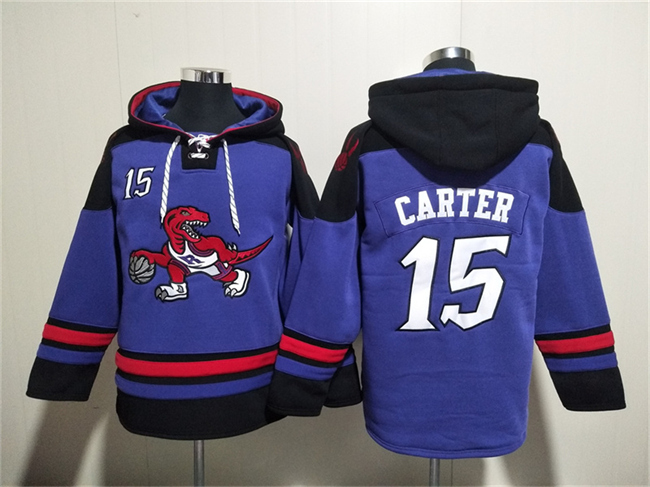 Men's Purple Toronto Raptors #15 Vince Carter Lace-Up Pullover Hoodie
